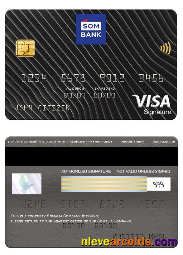 Somalia Sombank visa signature card